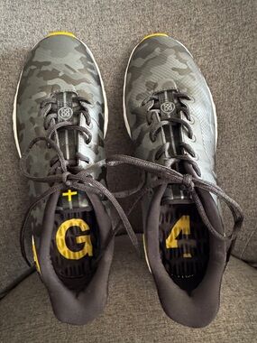 G/FORE Men's Camouflage Athletic Spikeless Golf Sneakers - Black & Yellow